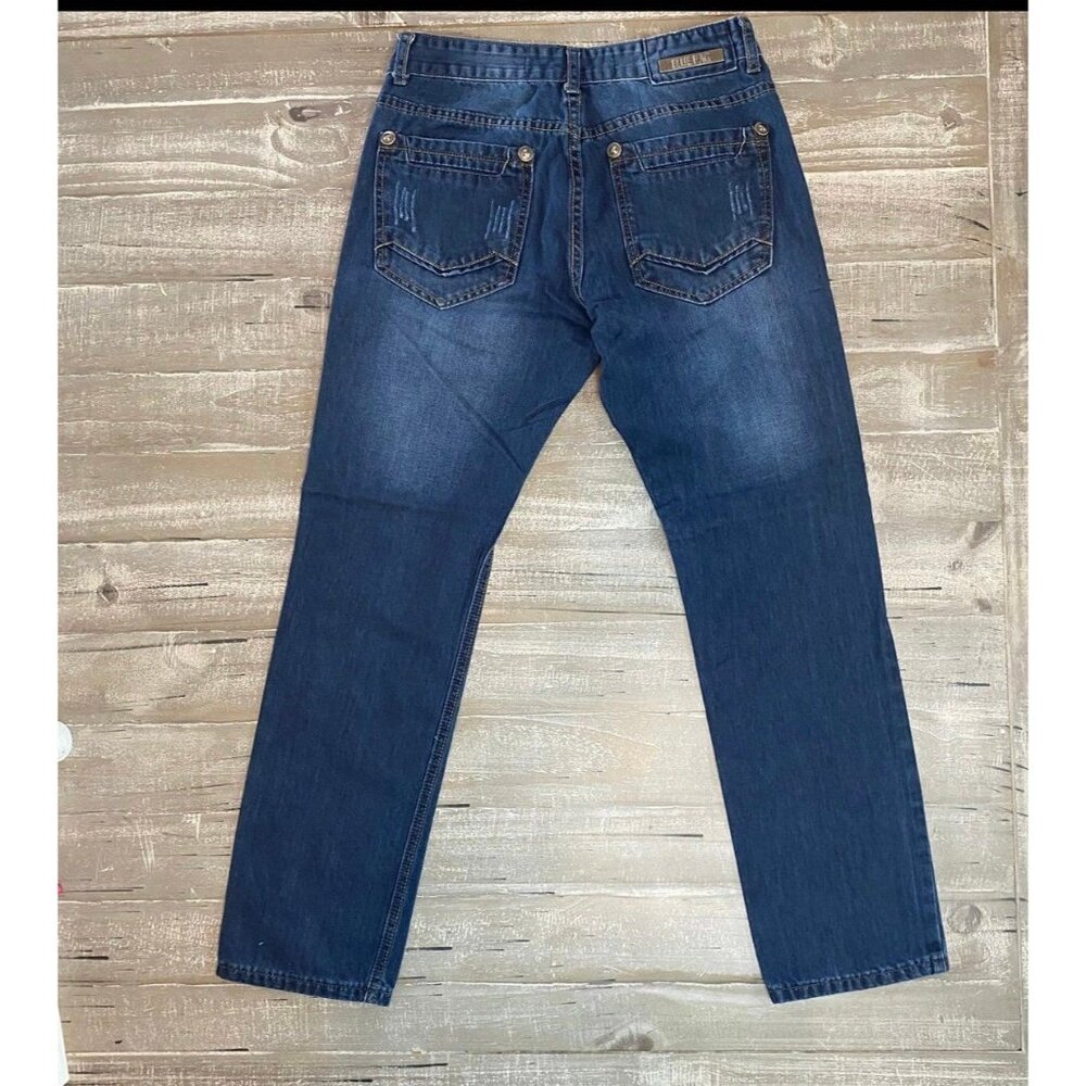 Blue Rag Dark Wash Mid Rise Distressed 5 Pockets Women's Jeans Size 30 - Picture 2 of 12